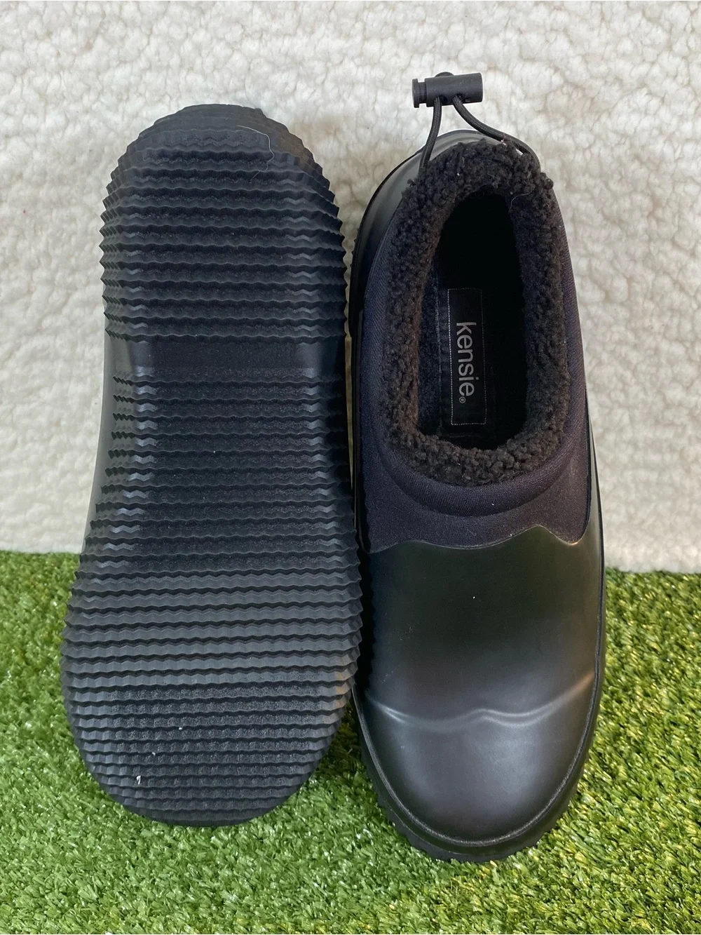 Kensie Carmella Duck Boots Women's Size 8 Winter Rain Clog Black Waterproof Fur